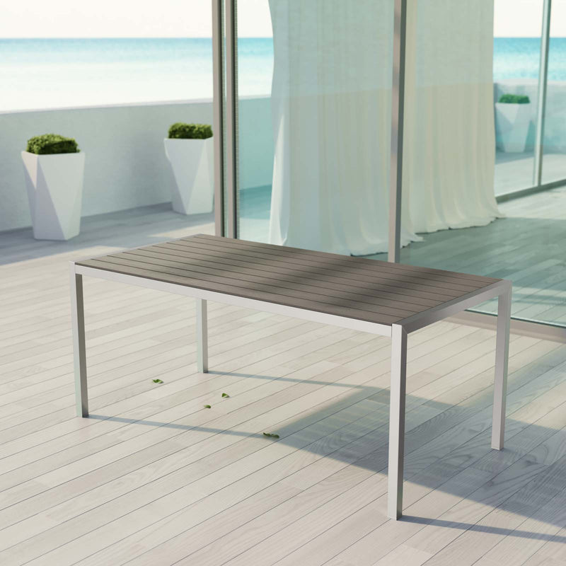 Modway Shore Outdoor Patio Aluminum Dining Table - Silver Gray | Dining Tables | Modishstore