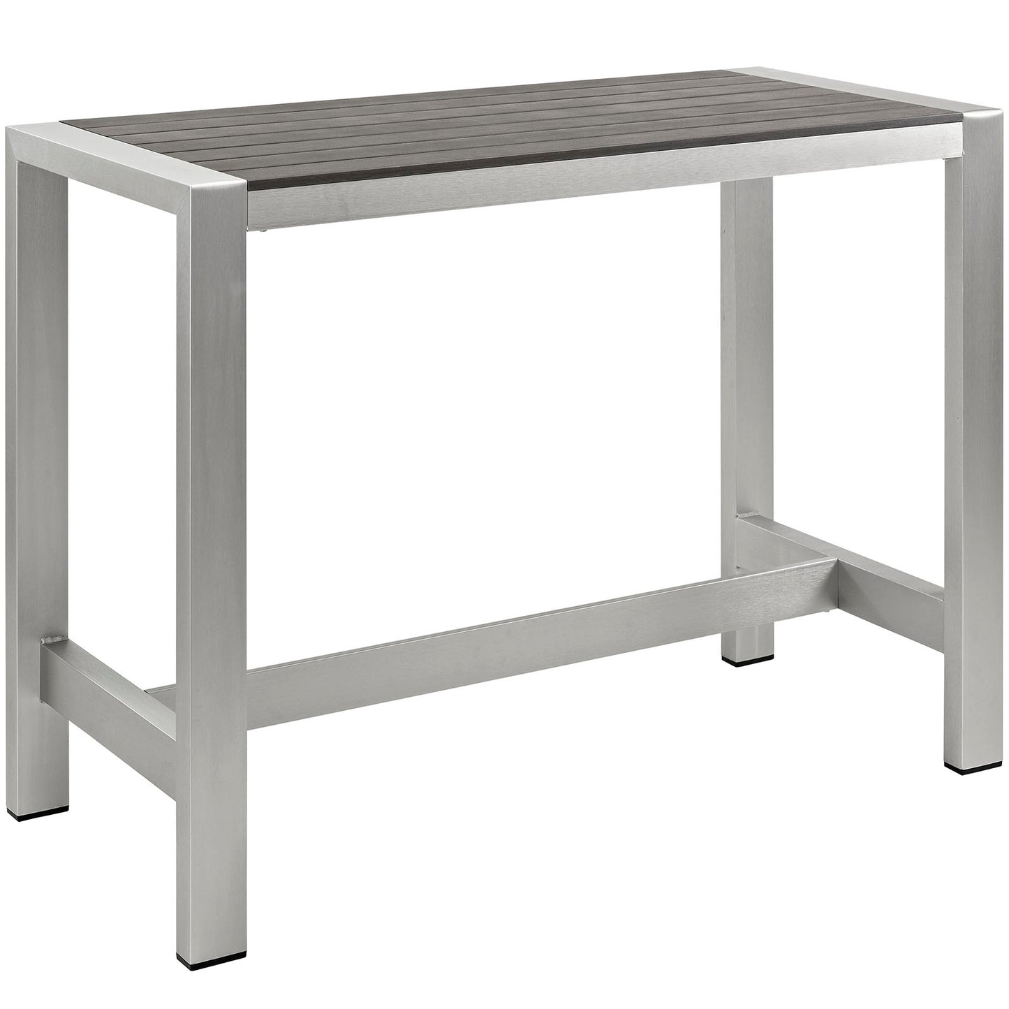 Modway Shore Outdoor Patio Aluminum Rectangle Bar Table - Silver Gray | Bar Table | Modishstore-4