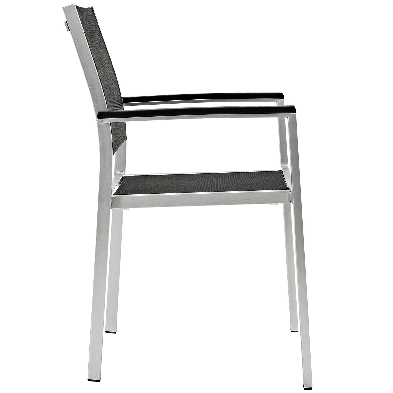 Modway Shore Outdoor Patio Aluminum Dining Chair - Silver Black | Dining Chairs | Modishstore-7