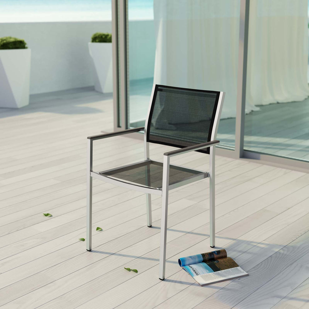 Modway Shore Outdoor Patio Aluminum Dining Chair - Silver Black - EEI-2272 | Outdoor Chairs | Modishstore - 5
