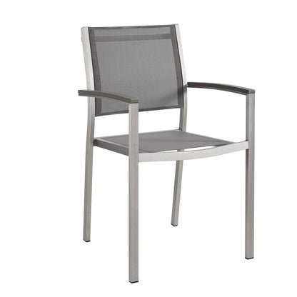 Modway Shore Outdoor Patio Aluminum Dining Chair - Silver Black | Dining Chairs | Modishstore-9