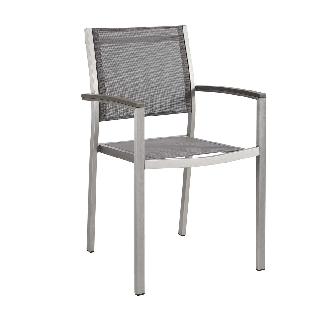 Modway Shore Outdoor Patio Aluminum Dining Chair - Silver Black - EEI-2272 | Outdoor Chairs | Modishstore - 2