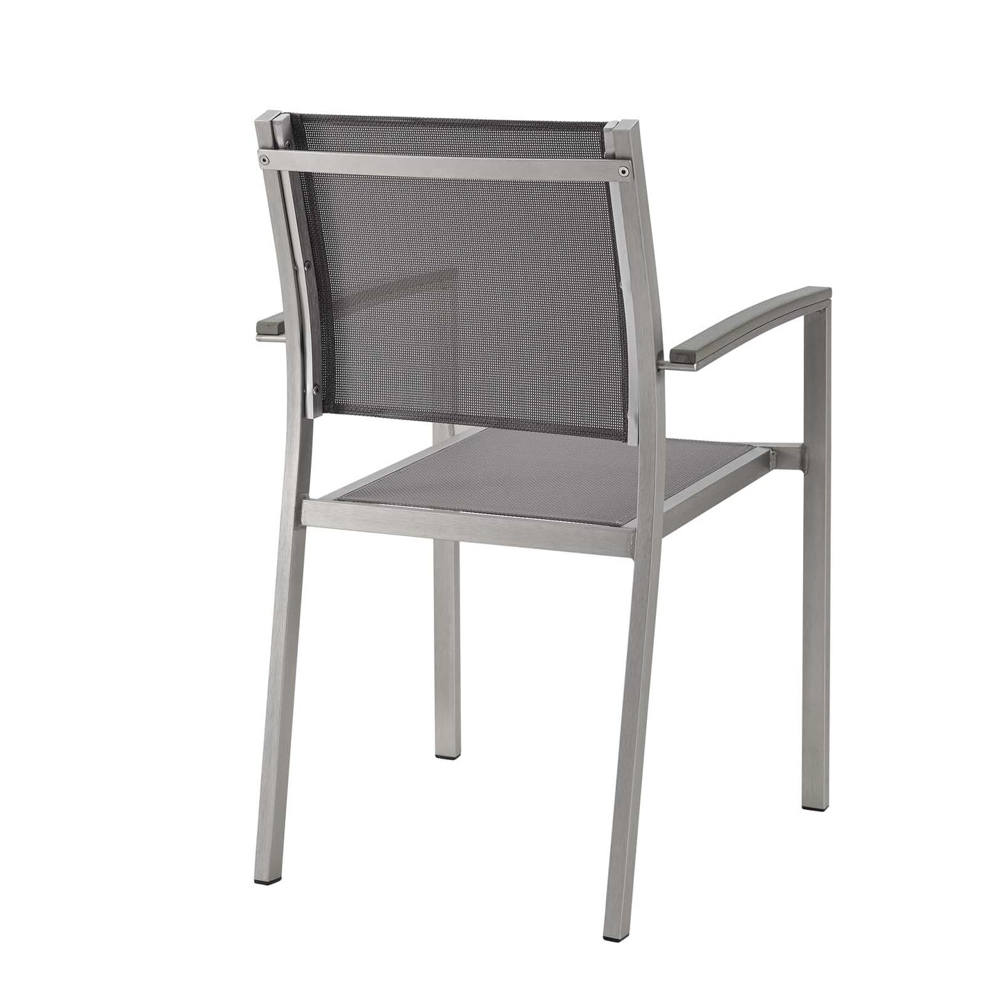 Modway Shore Outdoor Patio Aluminum Dining Chair - Silver Black | Dining Chairs | Modishstore-3