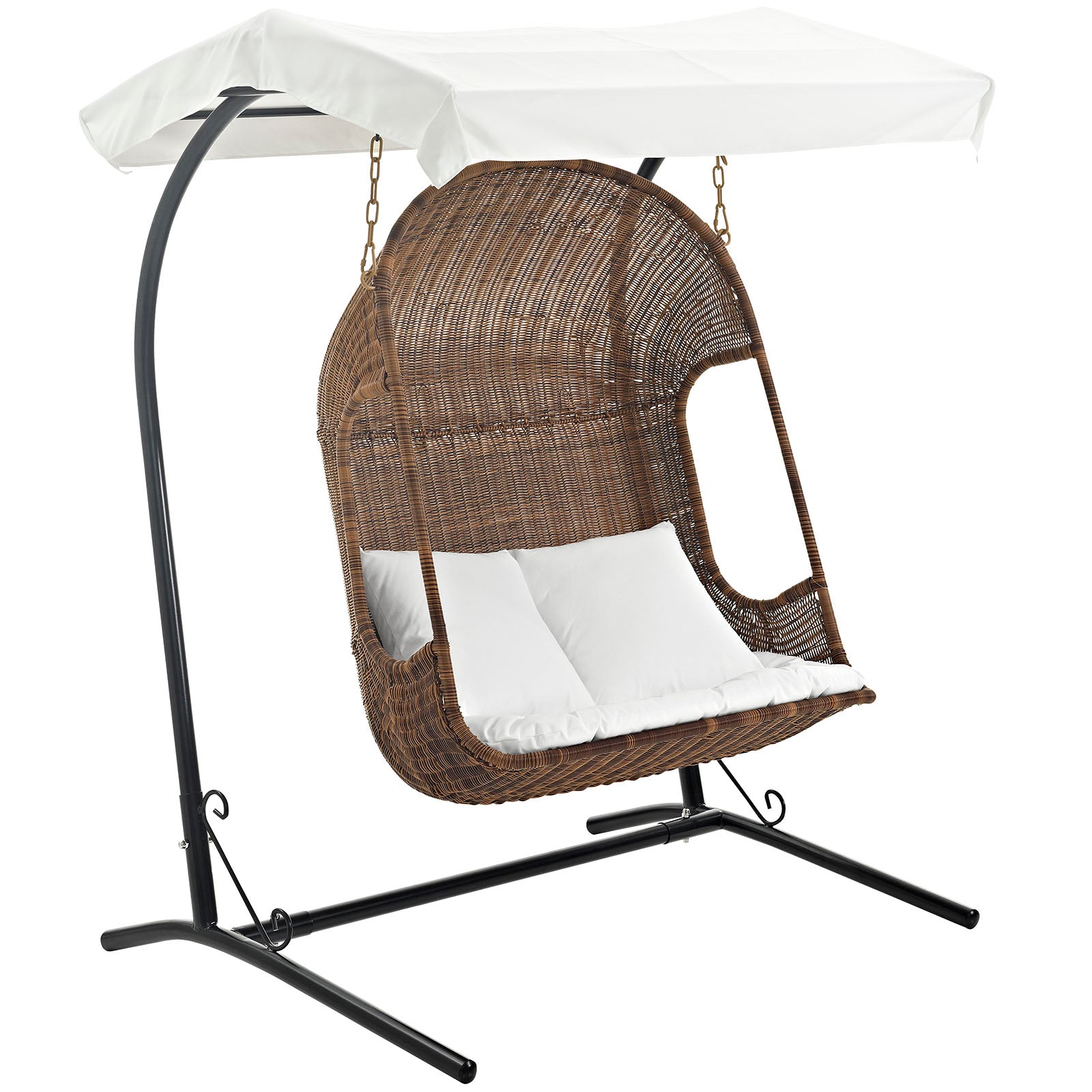 Modway Vantage Outdoor Patio Swing Chair - Brown White | Outdoor Porch Swings | Modishstore-4
