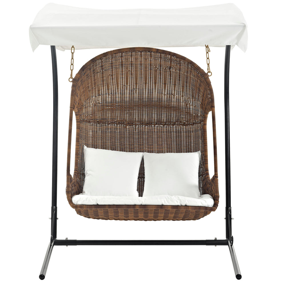 Modway Vantage Outdoor Patio Swing Chair - Brown White - EEI-2278 | Outdoor Porch Swings | Modishstore - 2