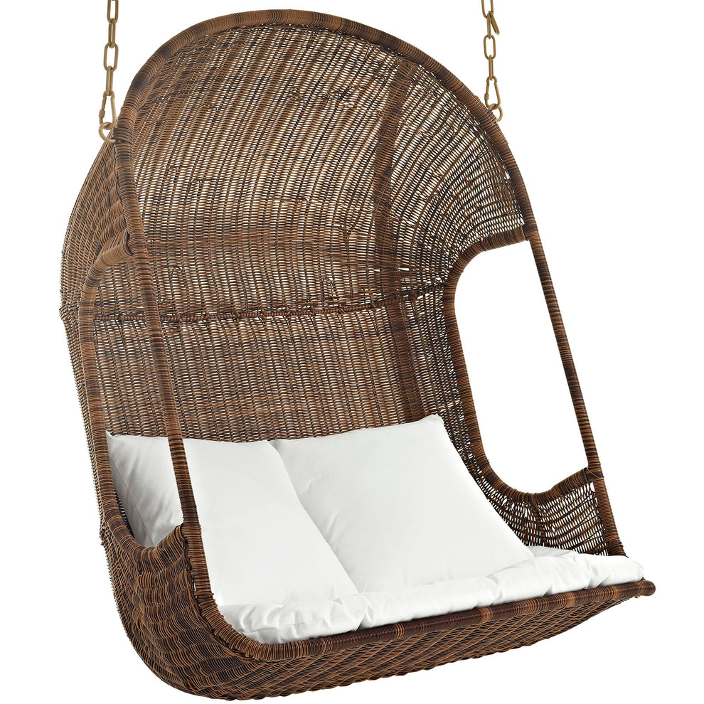 Modway Vantage Outdoor Patio Swing Chair - Brown White - EEI-2278 | Outdoor Porch Swings | Modishstore - 3