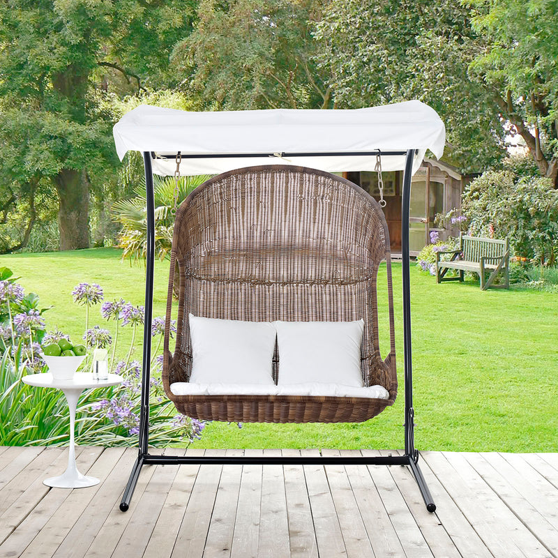 Modway Vantage Outdoor Patio Swing Chair - Brown White | Outdoor Porch Swings | Modishstore