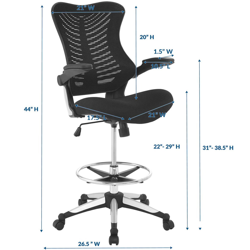 Modway Charge Drafting Chair - Black - EEI-2286 | Office Chairs | Modishstore - 6