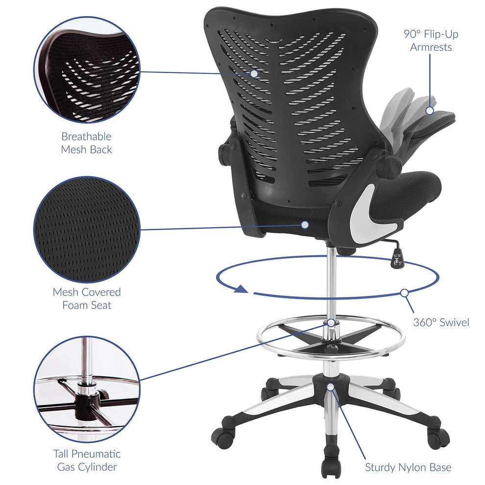 Modway Charge Drafting Chair - Black - EEI-2286 | Office Chairs | Modishstore - 5