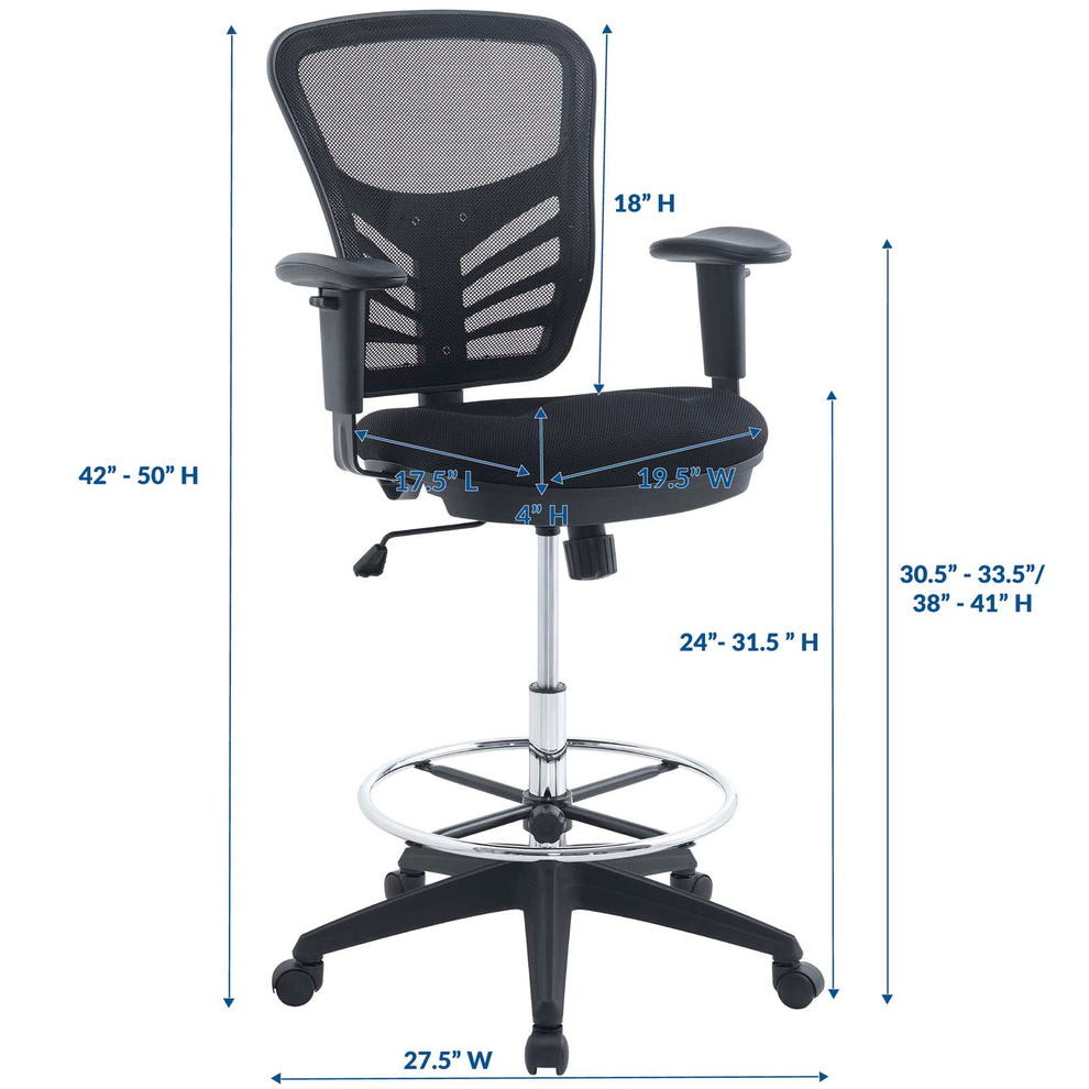 Modway Articulate Drafting Chair - Black - EEI-2289 | Office Chairs | Modishstore - 4