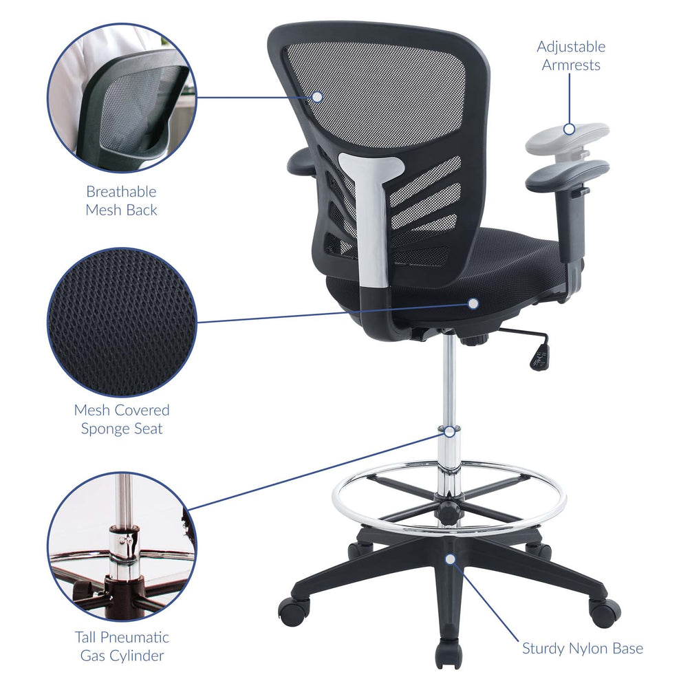 Modway Articulate Drafting Chair - Black - EEI-2289 | Office Chairs | Modishstore - 8