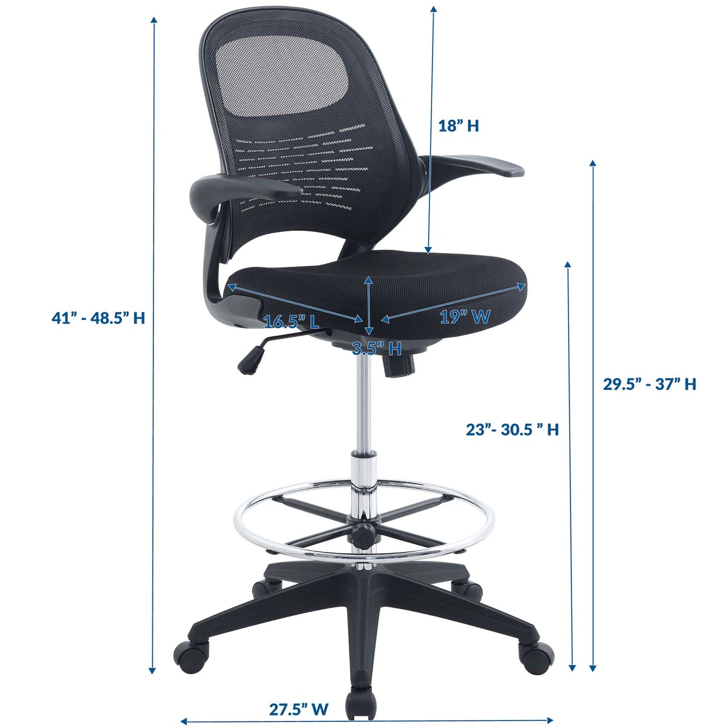 Modway Advance Drafting Chair - Black | Office Chairs | Modishstore-6