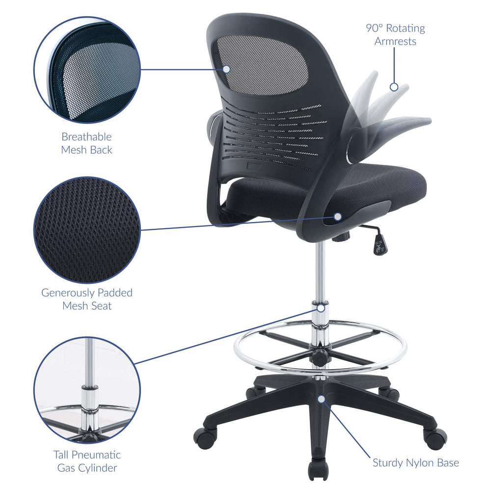 Modway Advance Drafting Chair - Black - EEI-2290 | Office Chairs | Modishstore - 8