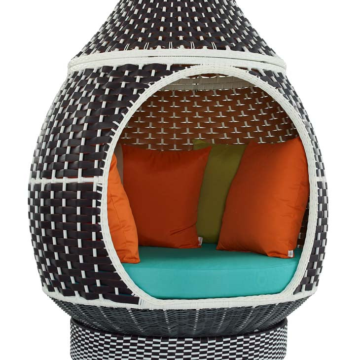 Modway Palace Outdoor Patio Wicker Rattan Hanging Pod In Brown Turquoise | Outdoor Porch Swings | Modishstore-8