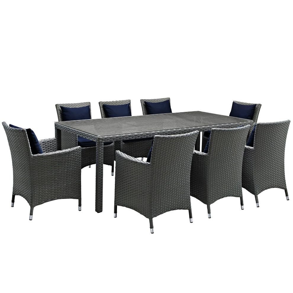 Modway Sojourn 9 Piece Outdoor Patio Sunbrella Dining Set - EEI-2309 | Outdoor Dining Sets | Modishstore - 5