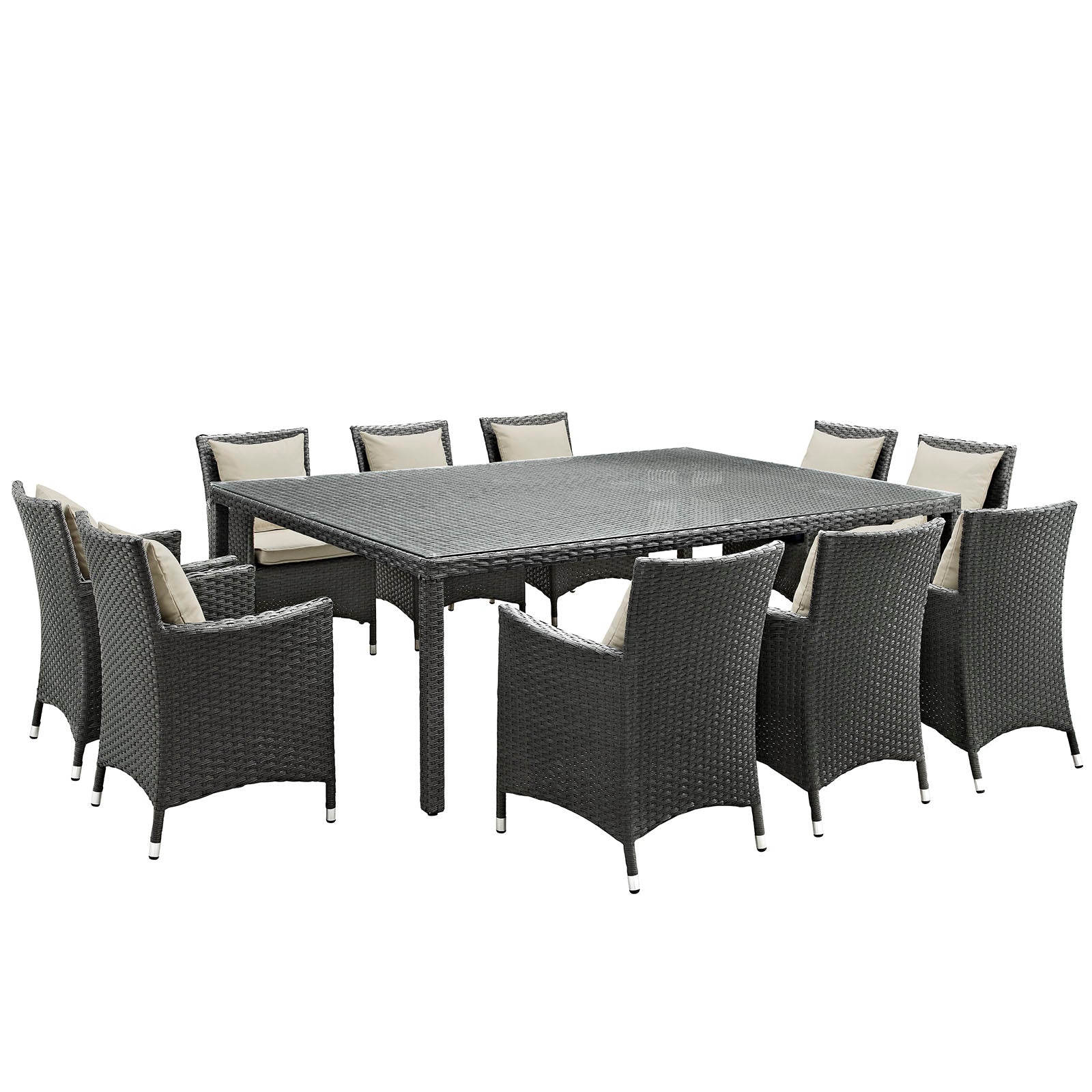 Sojourn 11 Piece Outdoor Patio Sunbrella® Dining Set By Modway - EEI-2311 | Outdoor Dining Sets | Modishstore - 2