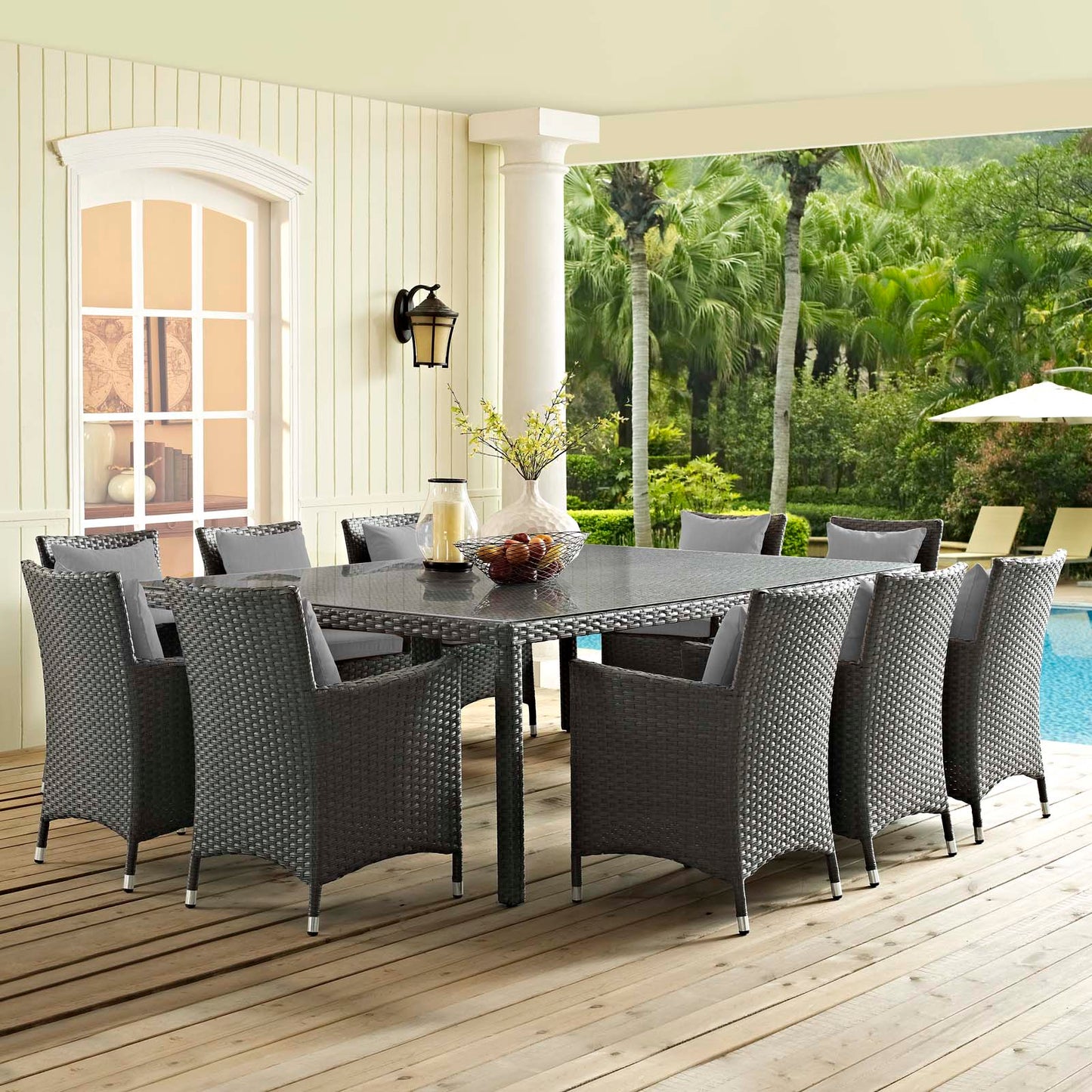 Sojourn 11 Piece Outdoor Patio Sunbrella® Dining Set By Modway - EEI-2311 | Outdoor Dining Sets | Modishstore - 8
