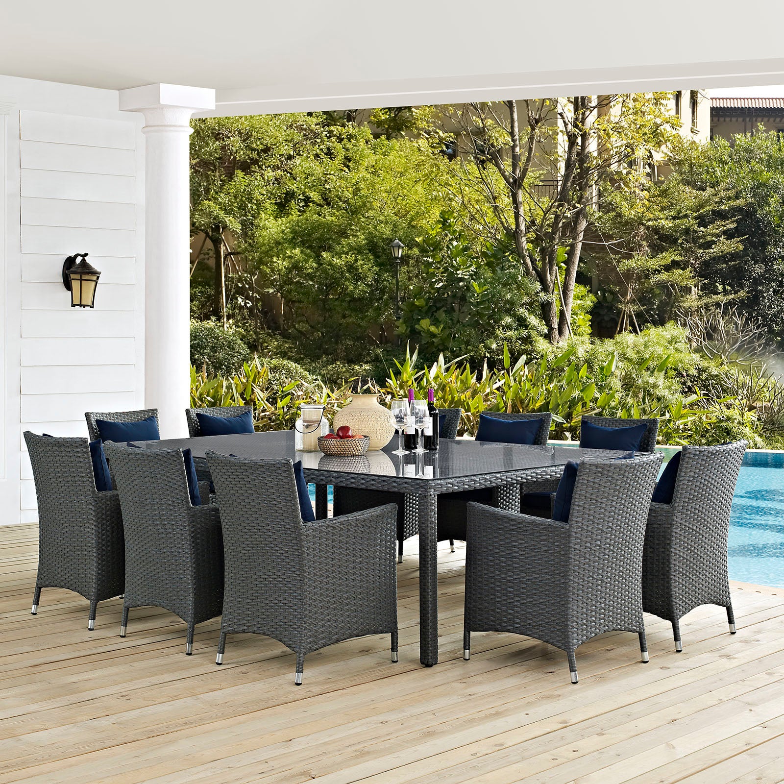 Sojourn 11 Piece Outdoor Patio Sunbrella® Dining Set By Modway - EEI-2311 | Outdoor Dining Sets | Modishstore - 14