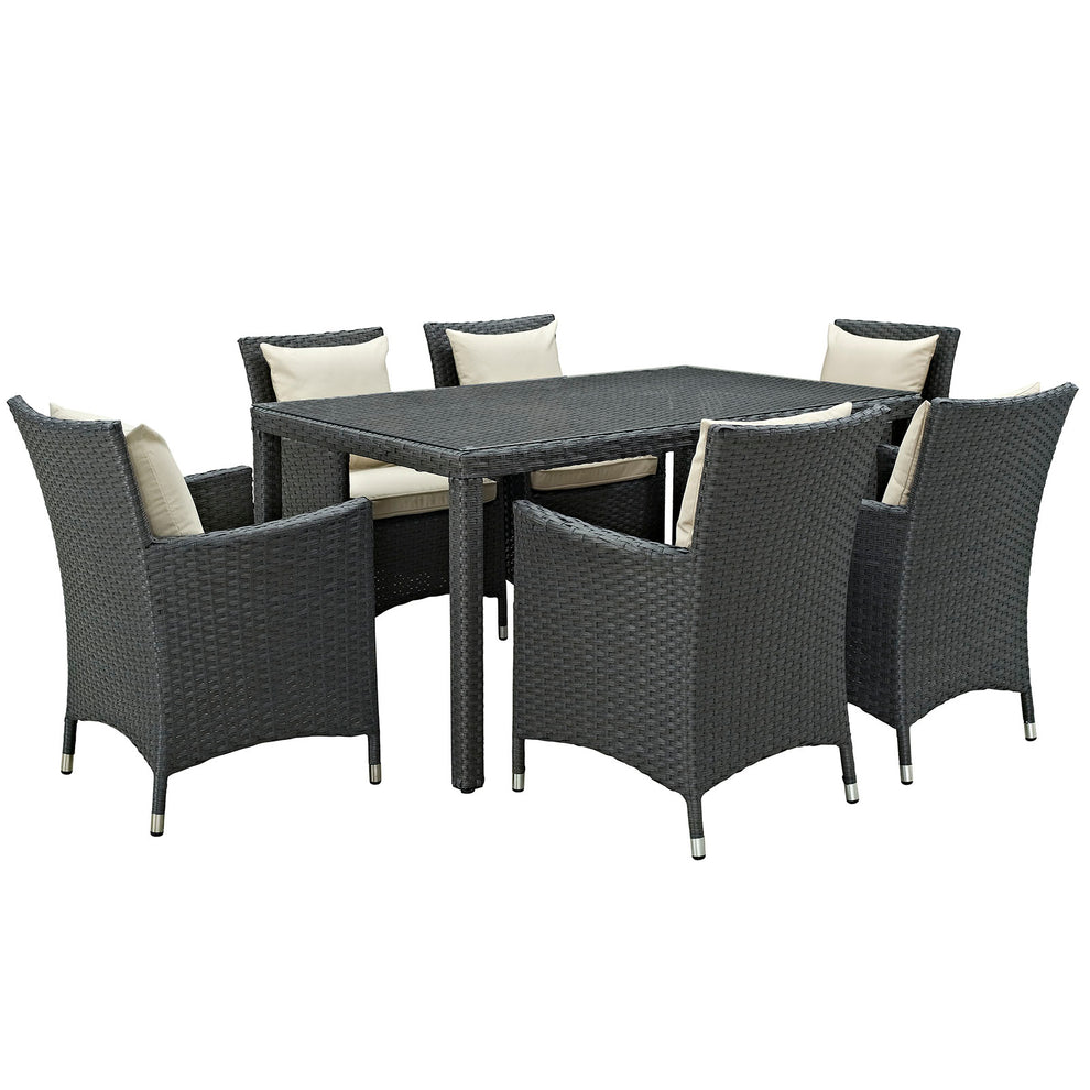 Modway Sojourn 7 Piece Outdoor Patio Sunbrella Dining Set - EEI-2312 - EEI-2312 | Outdoor Dining Sets | Modishstore - 1