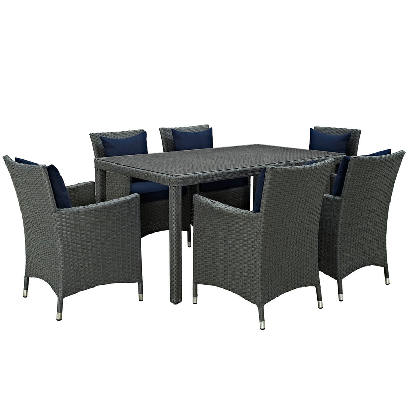 Modway Sojourn 7 Piece Outdoor Patio Sunbrella Dining Set - EEI-2312 - EEI-2312 | Outdoor Dining Sets | Modishstore - 8