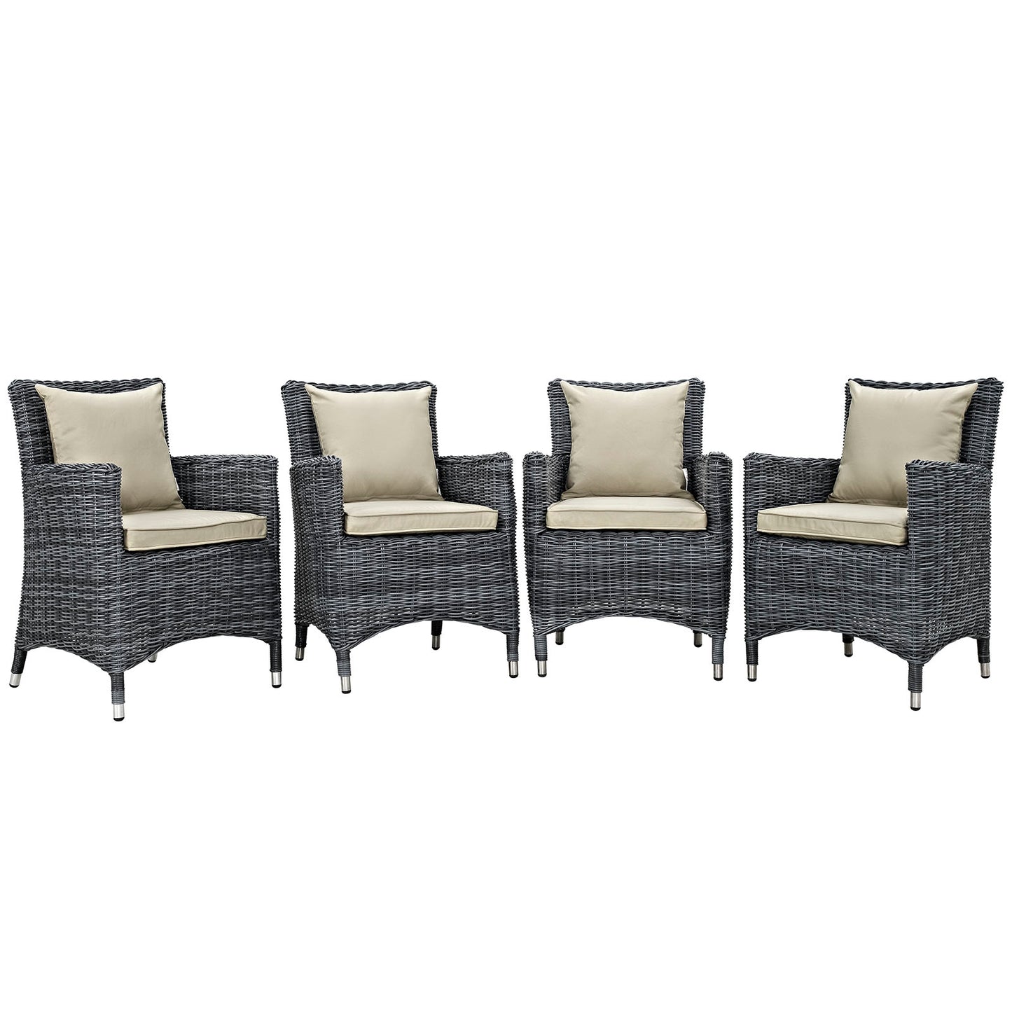 Modway Summon 4 Piece Outdoor Patio Sunbrella Dining Set - EEI-2314 | Outdoor Chairs | Modishstore - 3