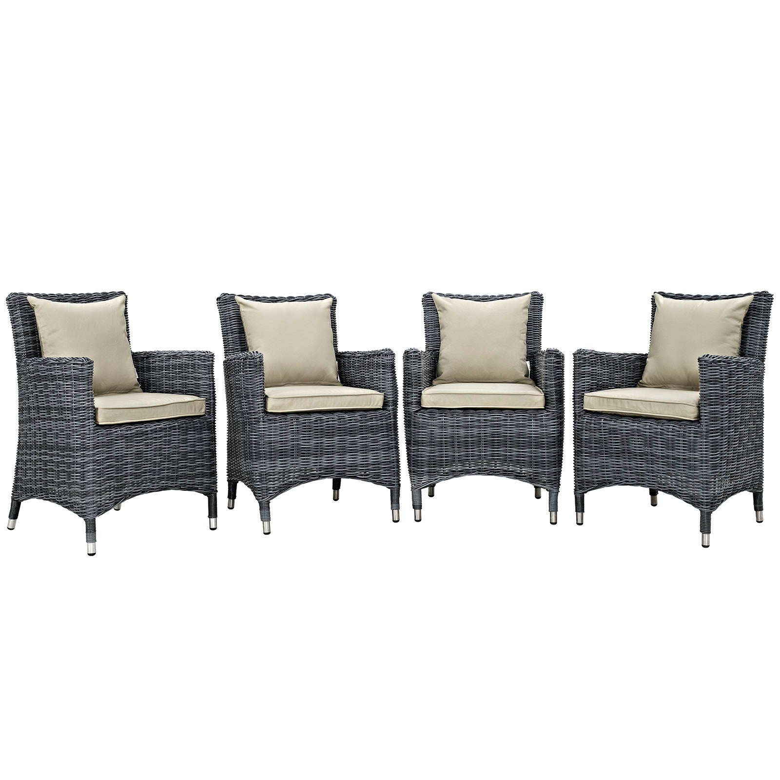 Modway Summon 4 Piece Outdoor Patio Sunbrella Dining Set - EEI-2314 | Outdoor Chairs | Modishstore - 3
