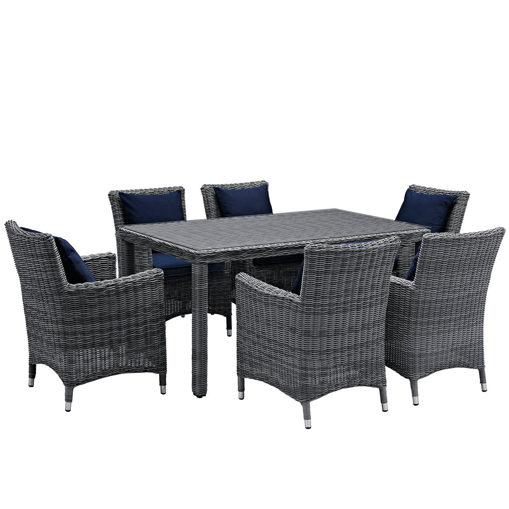 Modway Summon 7 Piece Outdoor Patio Sunbrella Dining Set - EEI-2334 - EEI-2334 | Outdoor Dining Sets | Modishstore - 2