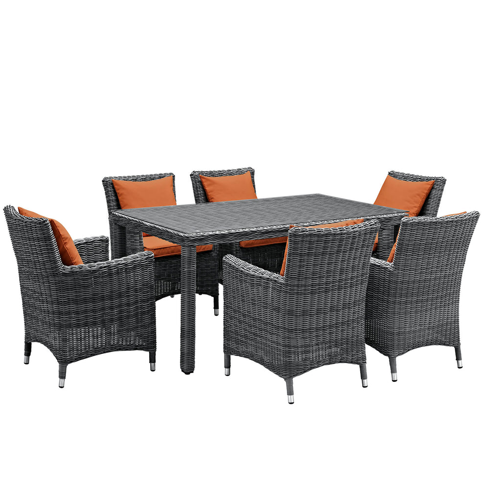 Modway Summon 7 Piece Outdoor Patio Sunbrella Dining Set - EEI-2334 - EEI-2334 | Outdoor Dining Sets | Modishstore - 1