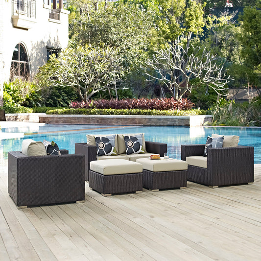 Convene 5 Piece Outdoor Patio Sofa Set By Modway - EEI-2351 | Outdoor Sofas, Loveseats & Sectionals | Modishstore - 1