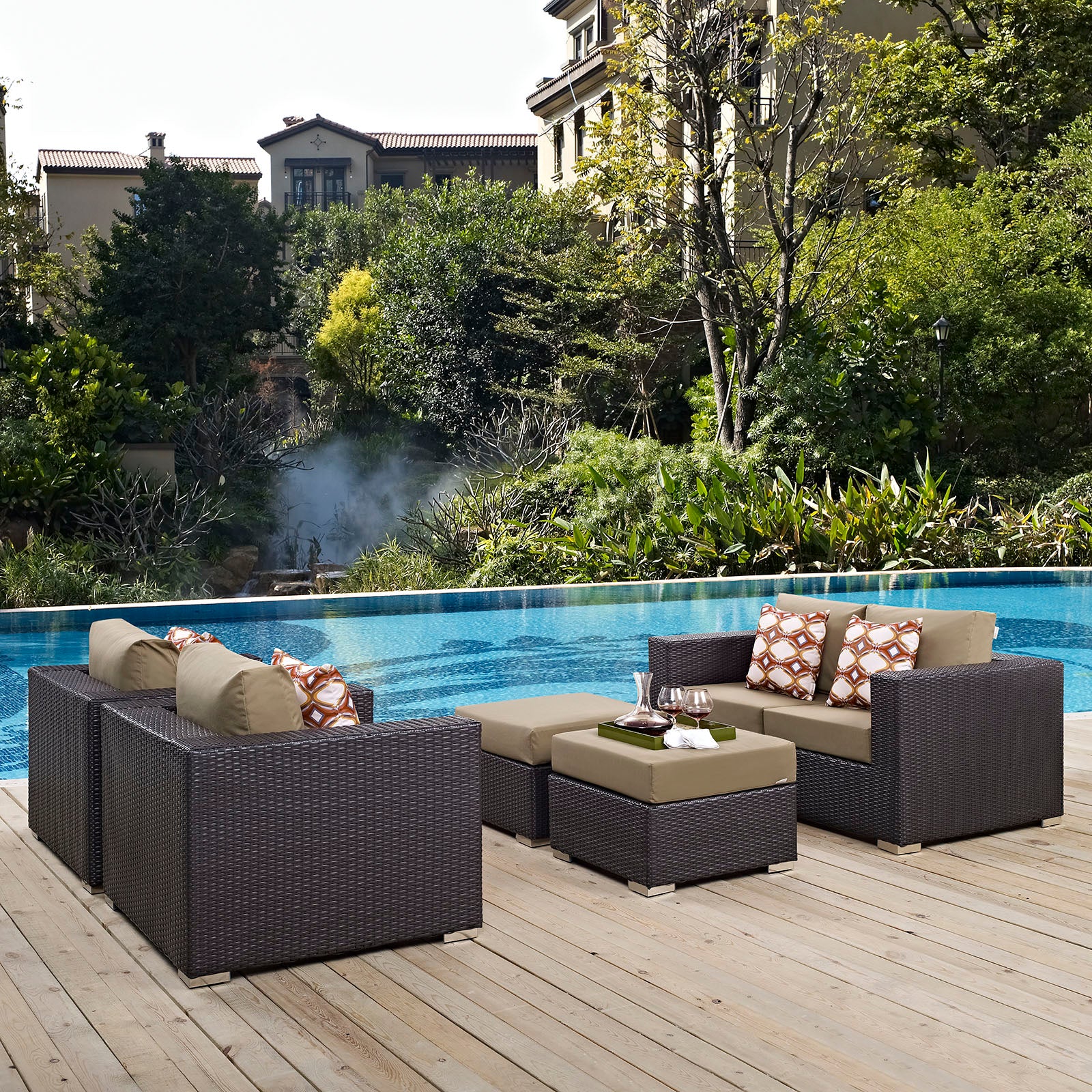 Convene 5 Piece Outdoor Patio Sofa Set By Modway - EEI-2351 | Outdoor Sofas, Loveseats & Sectionals | Modishstore - 6