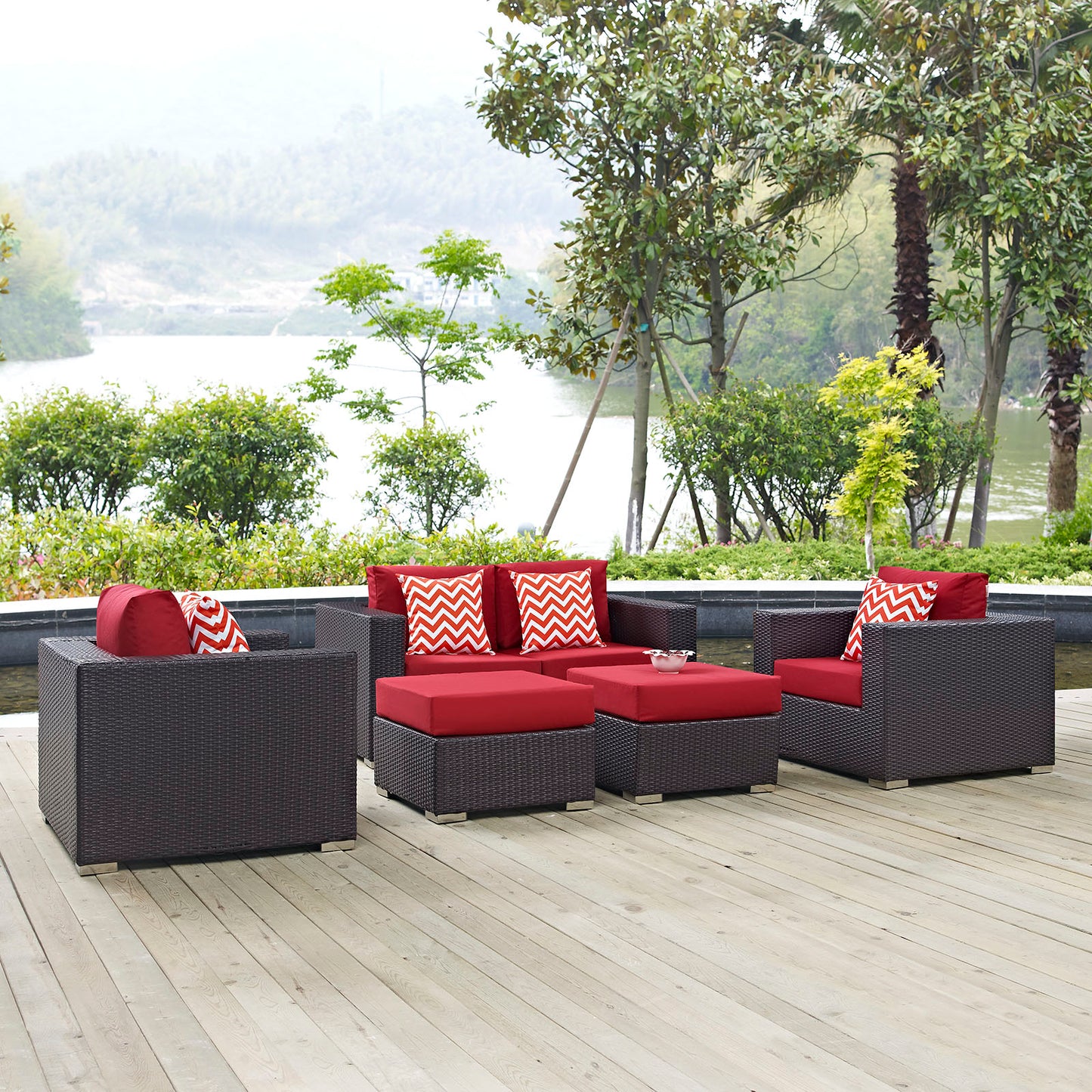 Convene 5 Piece Outdoor Patio Sofa Set By Modway - EEI-2351 | Outdoor Sofas, Loveseats & Sectionals | Modishstore - 18