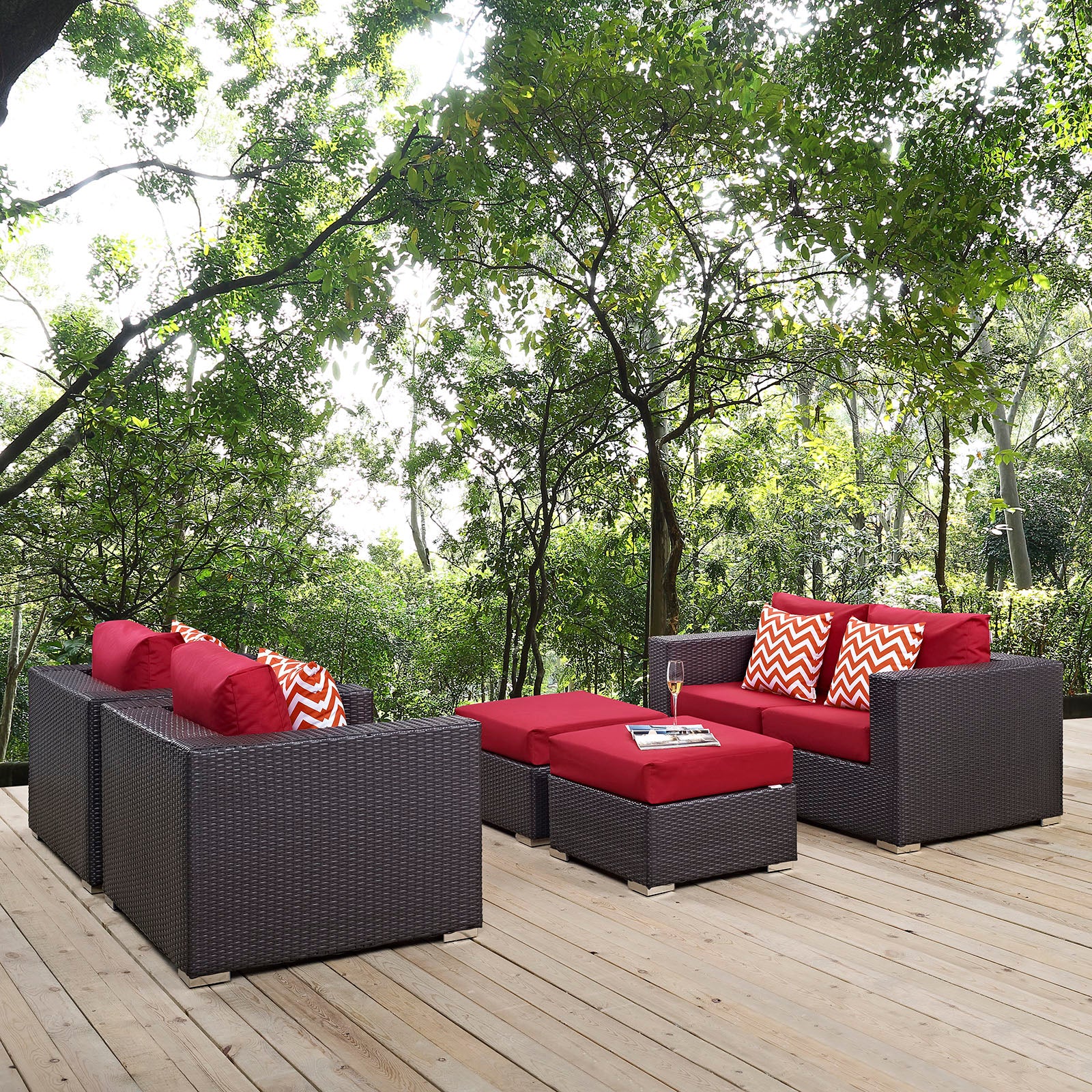 Convene 5 Piece Outdoor Patio Sofa Set By Modway - EEI-2351 | Outdoor Sofas, Loveseats & Sectionals | Modishstore - 19