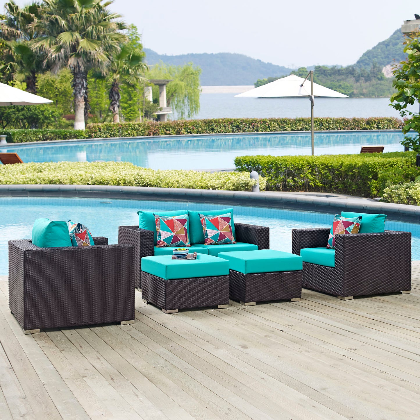 Convene 5 Piece Outdoor Patio Sofa Set By Modway - EEI-2351 | Outdoor Sofas, Loveseats & Sectionals | Modishstore - 24