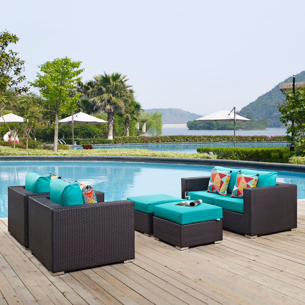 Convene 5 Piece Outdoor Patio Sofa Set By Modway - EEI-2351 | Outdoor Sofas, Loveseats & Sectionals | Modishstore - 25