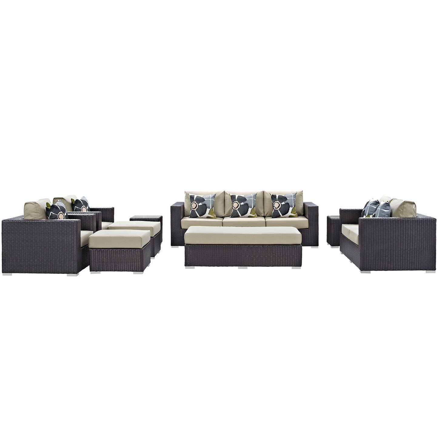 Modway Convene 9 Piece Outdoor Patio Sofa Set | Outdoor Sofas, Loveseats & Sectionals | Modishstore-43