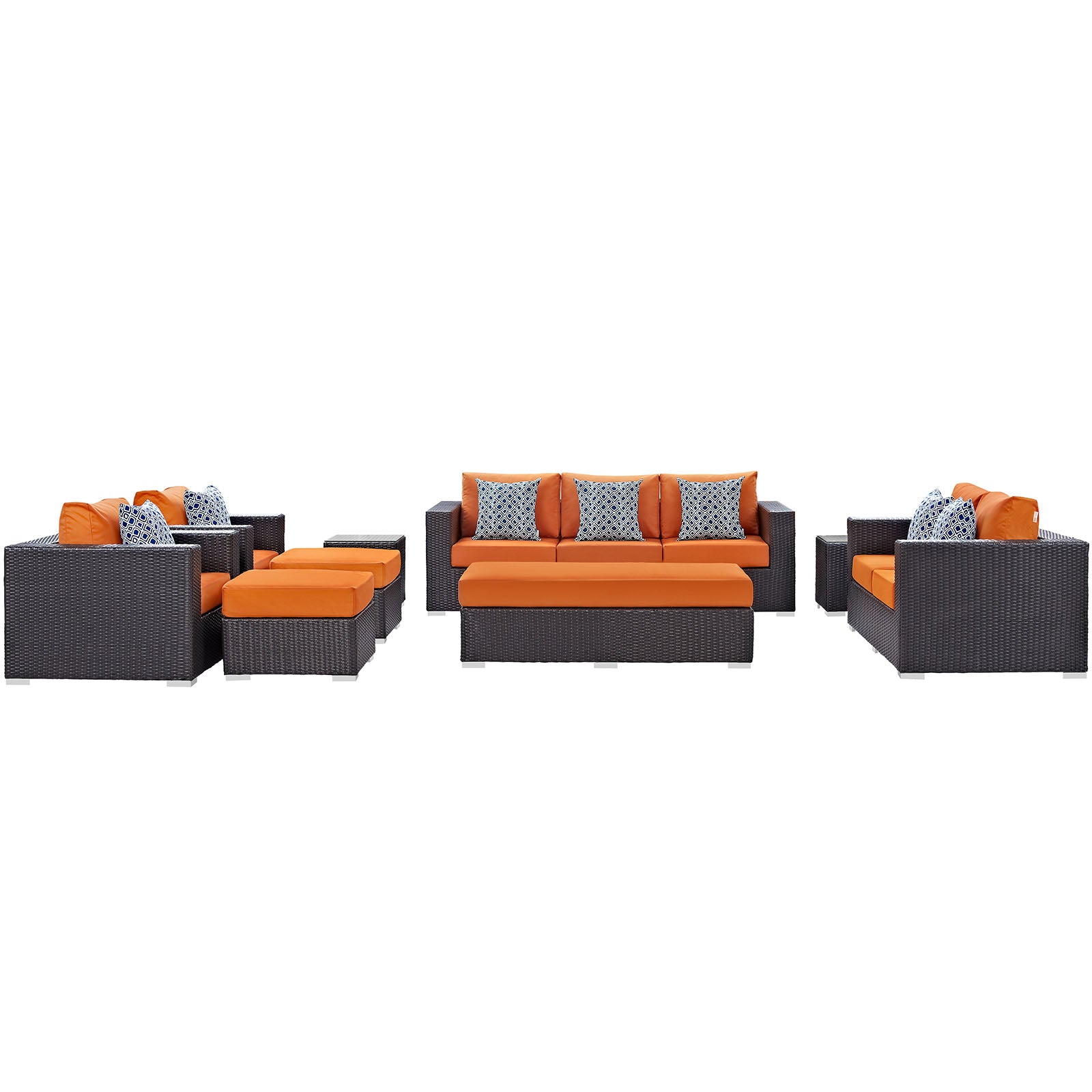 Modway Convene 9 Piece Outdoor Patio Sofa Set | Outdoor Sofas, Loveseats & Sectionals | Modishstore-41
