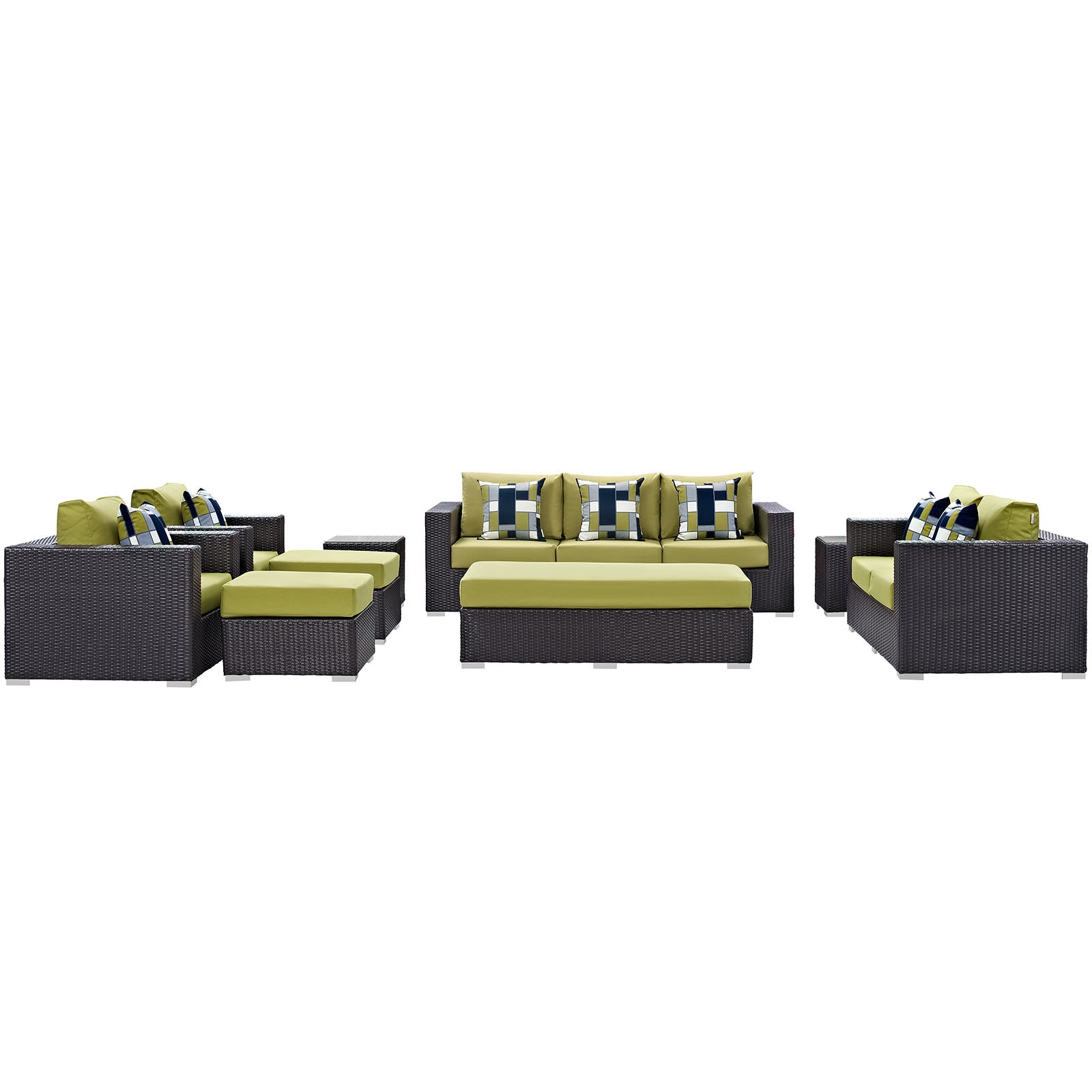 Modway Convene 9 Piece Outdoor Patio Sofa Set | Outdoor Sofas, Loveseats & Sectionals | Modishstore-40