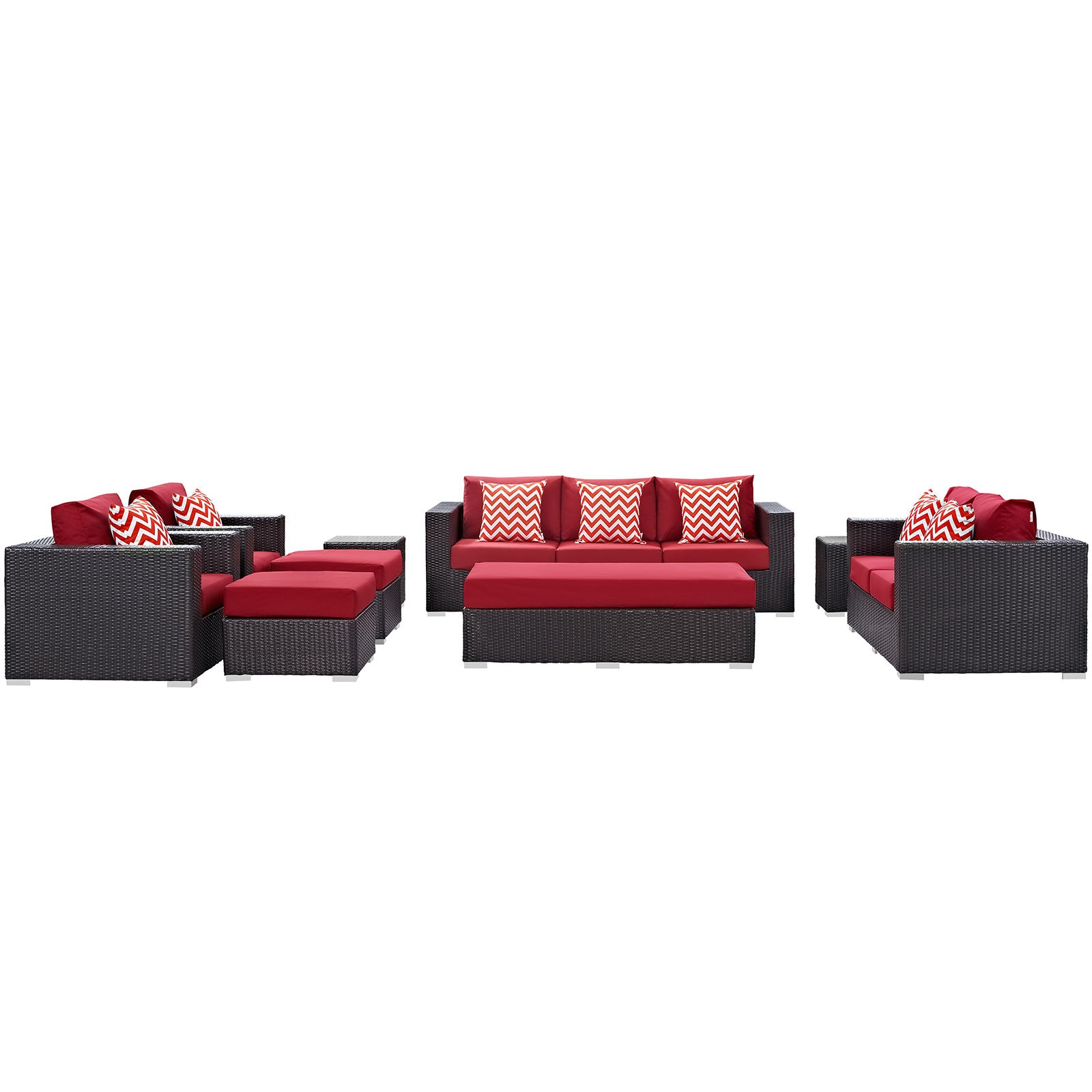 Modway Convene 9 Piece Outdoor Patio Sofa Set | Outdoor Sofas, Loveseats & Sectionals | Modishstore-39