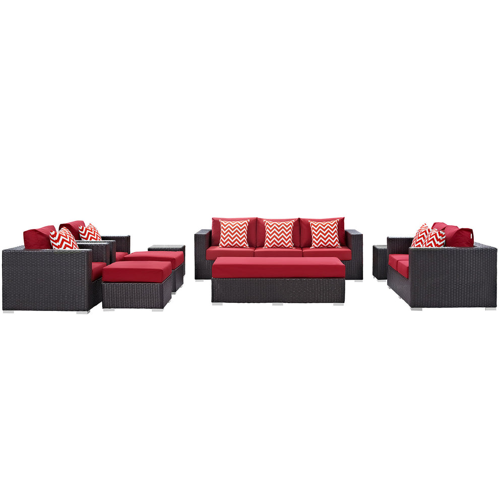 Modway Convene 9 Piece Outdoor Patio Sofa Set - EEI-2354 | Outdoor Sofas, Loveseats & Sectionals | Modishstore - 1