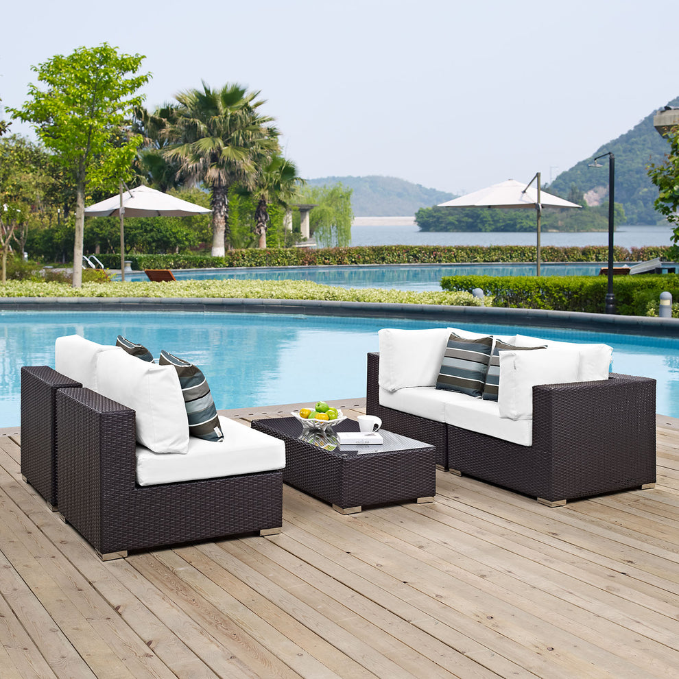 Modway Convene 5 Piece Outdoor Patio Sectional Set - EEI-2356 - EEI-2356 | Outdoor Sofas, Loveseats & Sectionals | Modishstore - 1