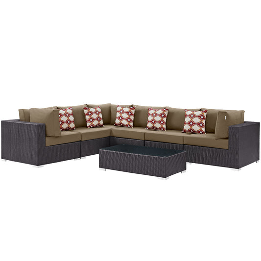 Convene 7 Piece Outdoor Patio Sectional Set By Modway - EEI-2361 | Outdoor Sofas, Loveseats & Sectionals | Modishstore