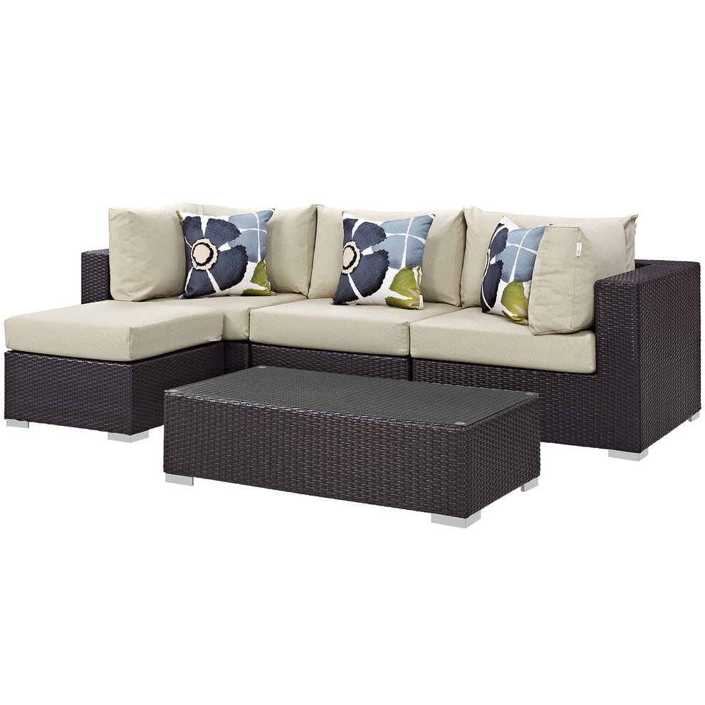 Modway Convene 5 Piece Outdoor Patio Sectional Set - EEI-2362 - EEI-2362 | Outdoor Sofas, Loveseats & Sectionals | Modishstore - 7