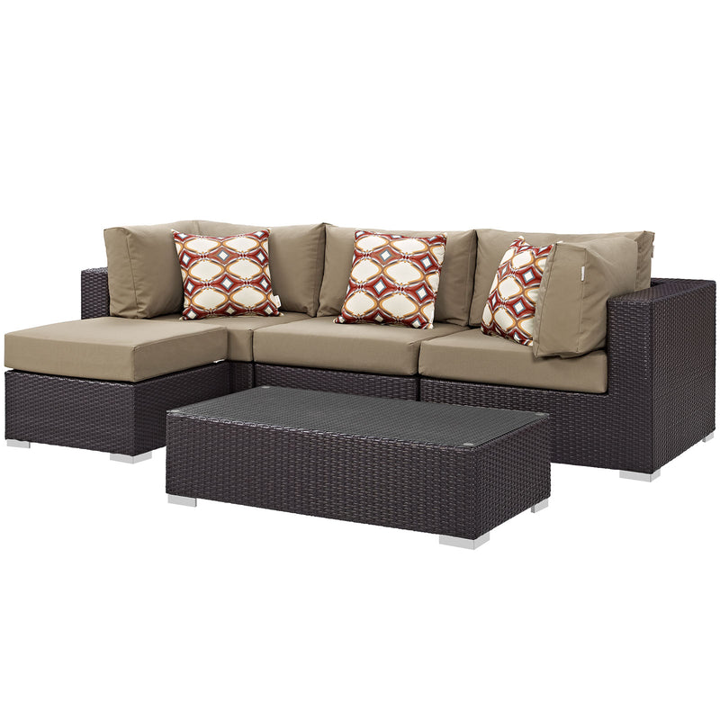 Modway Convene 5 Piece Outdoor Patio Sectional Set - EEI-2362 - EEI-2362 | Outdoor Sofas, Loveseats & Sectionals | Modishstore - 6