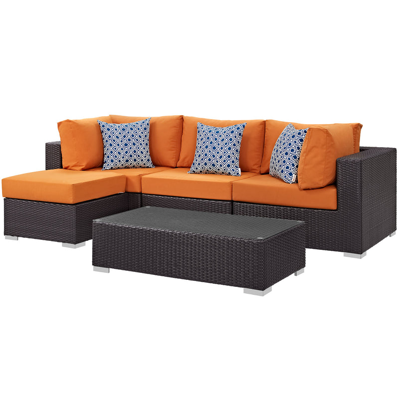 Modway Convene 5 Piece Outdoor Patio Sectional Set - EEI-2362 - EEI-2362 | Outdoor Sofas, Loveseats & Sectionals | Modishstore - 5