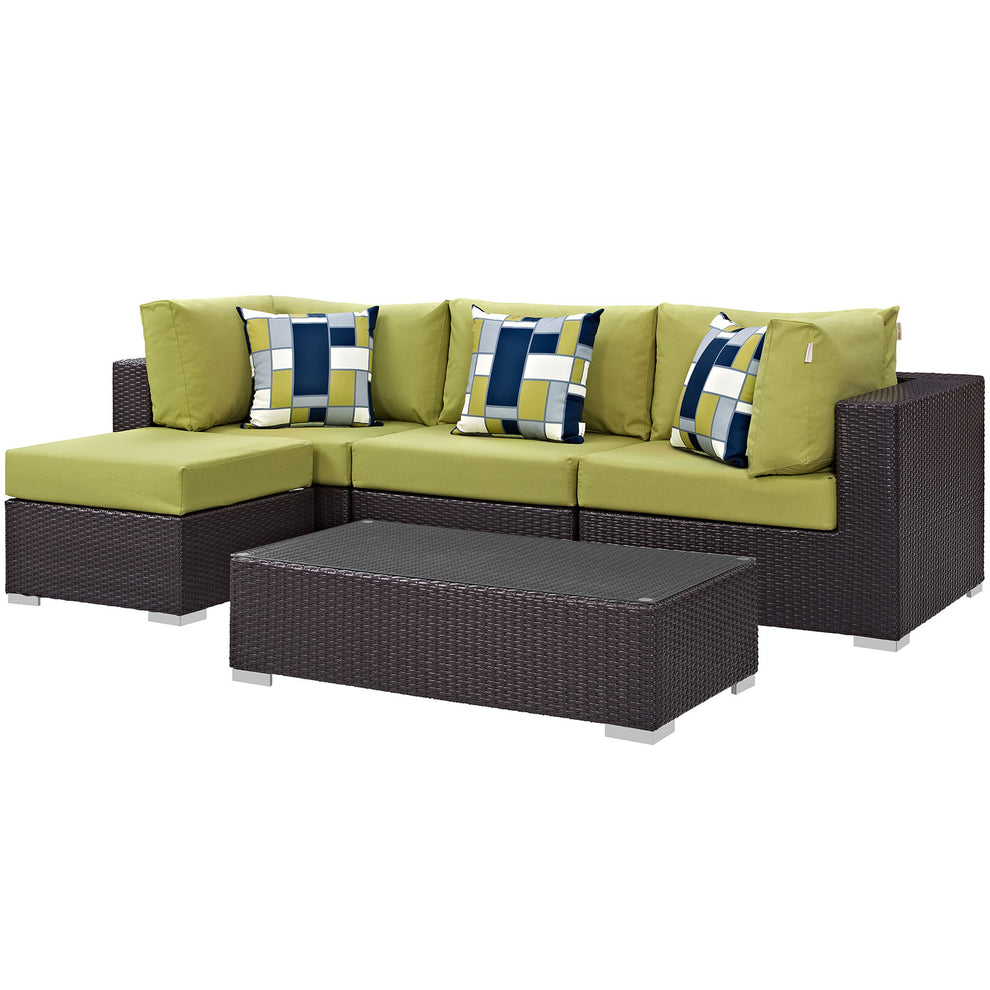 Modway Convene 5 Piece Outdoor Patio Sectional Set - EEI-2362 - EEI-2362 | Outdoor Sofas, Loveseats & Sectionals | Modishstore - 4