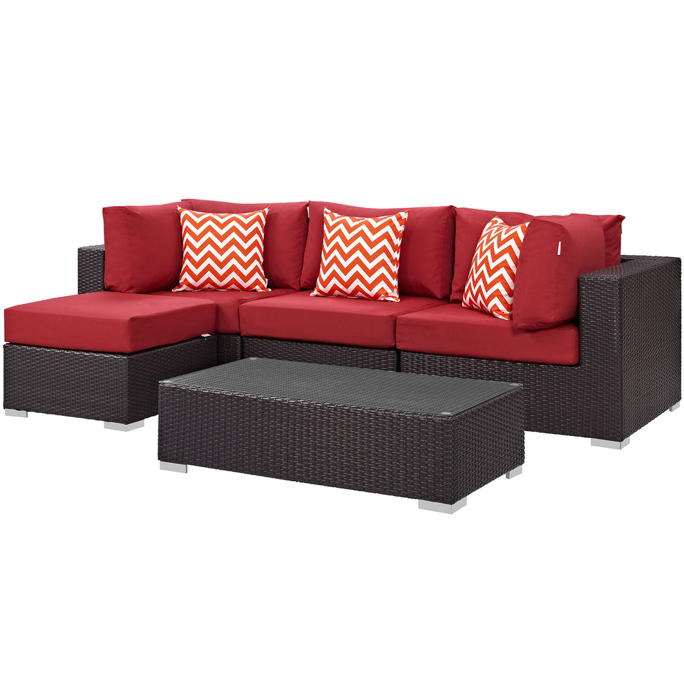 Modway Convene 5 Piece Outdoor Patio Sectional Set - EEI-2362 - EEI-2362 | Outdoor Sofas, Loveseats & Sectionals | Modishstore - 3