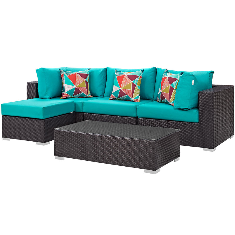 Modway Convene 5 Piece Outdoor Patio Sectional Set - EEI-2362 - EEI-2362 | Outdoor Sofas, Loveseats & Sectionals | Modishstore - 2