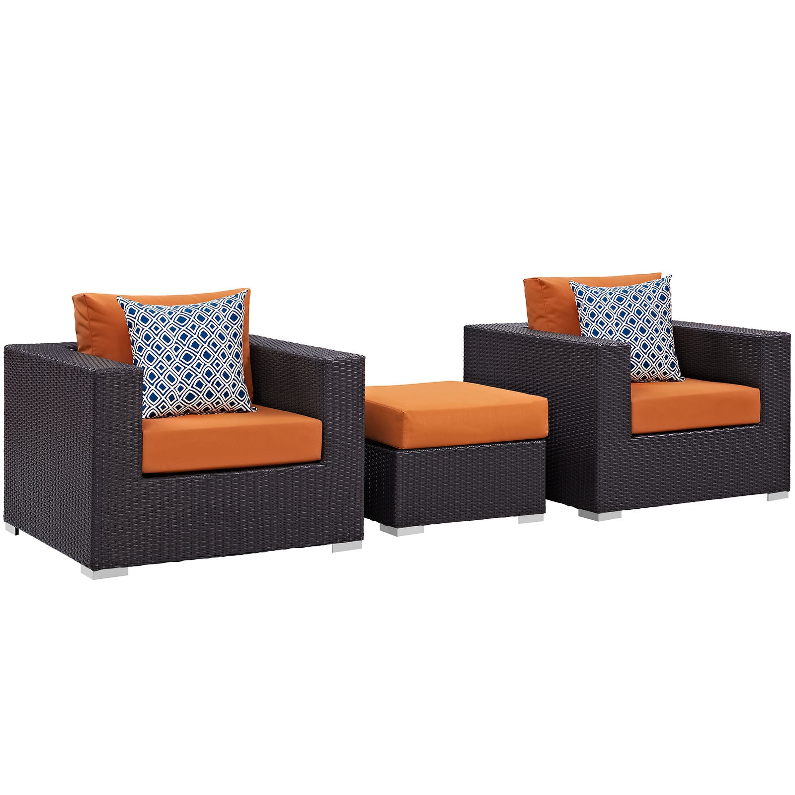 Modway Convene 3 Piece Outdoor Patio Ottoman & Armchair Set - EEI-2363 | Outdoor Sofas, Loveseats & Sectionals | Modishstore-18