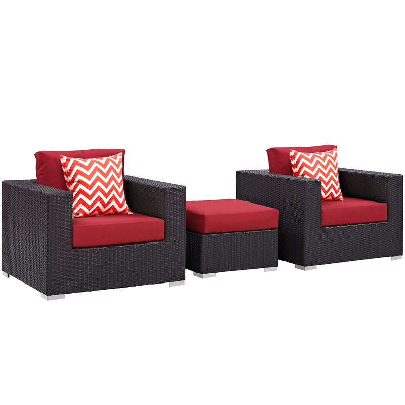 Modway Convene 3 Piece Outdoor Patio Ottoman & Armchair Set - EEI-2363 | Outdoor Sofas, Loveseats & Sectionals | Modishstore-16