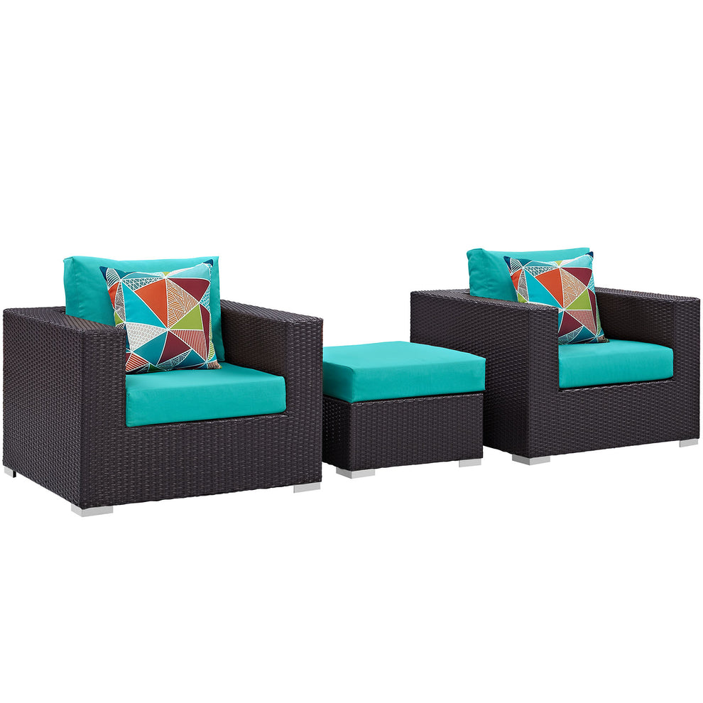 Modway Convene 3 Piece Outdoor Patio Ottoman & Armchair Set - EEI-2363 - EEI-2363 | Outdoor Sofas, Loveseats & Sectionals | Modishstore - 2